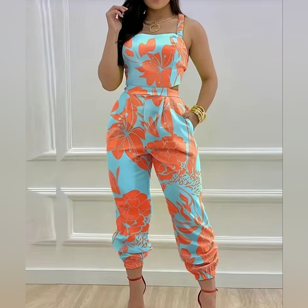 Floral Print Jogger Jumpsuit NWOT